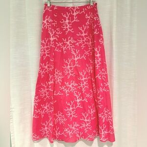 Lilly Pulitzer Pink & White Coral Maxi Skirt. Size 2. EUC.